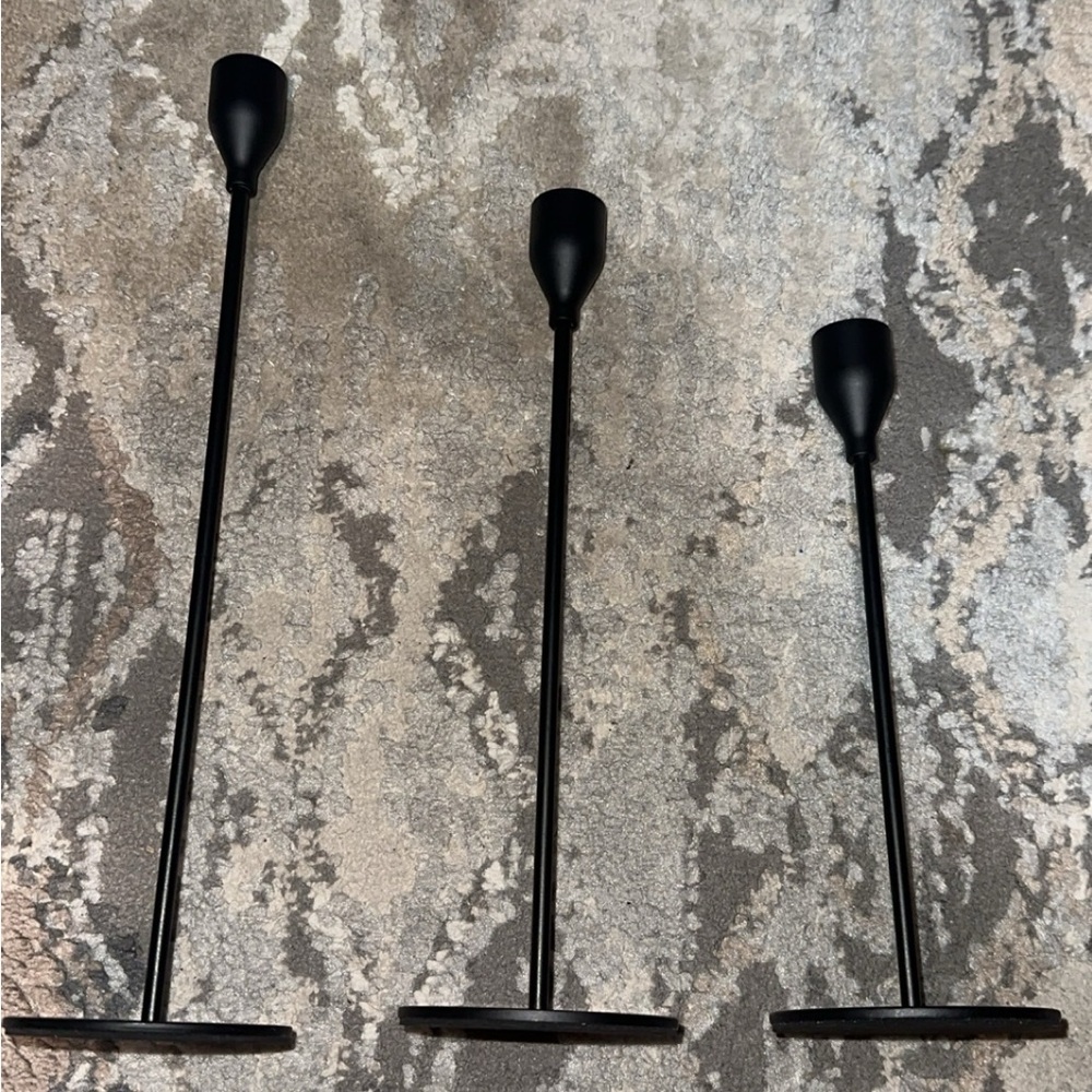 Black Metal Candle Holders Set + candles